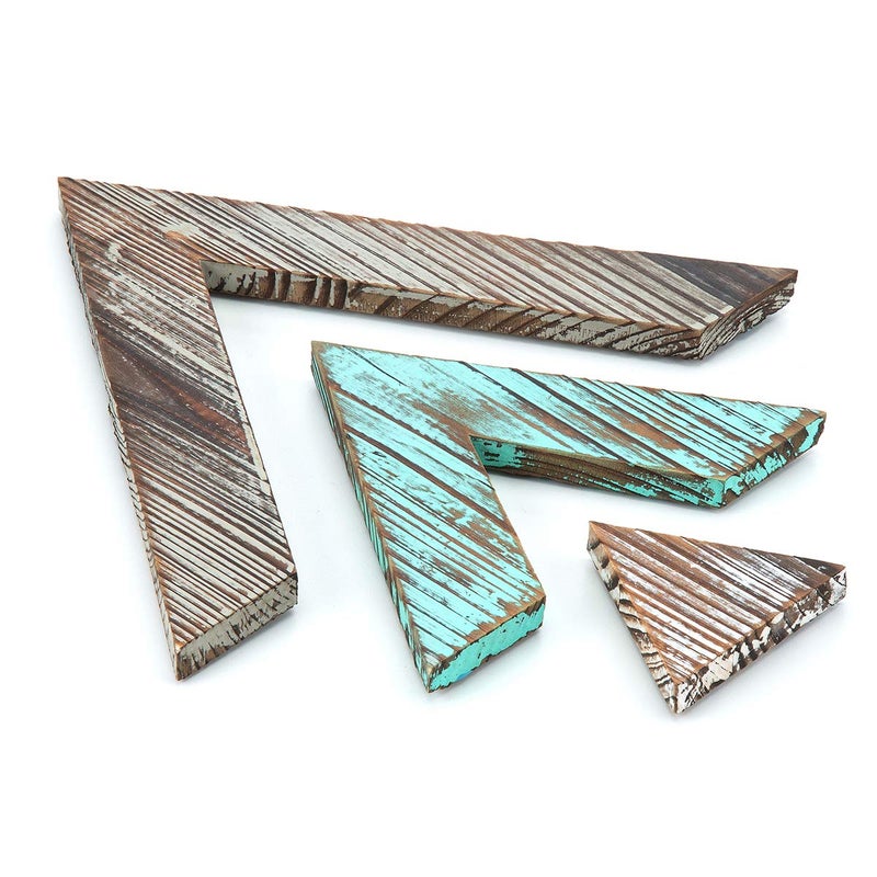 J JACKCUBE DESIGN Rustic Wood Chevron Arrows Farmhouse wall dÃ©cor Triangle shaped Boho Style Hanging Vintage Art Signs Set of 3 for Home - MK540A - Image 1